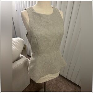 NWOT Banana Republic Ivory Silver Sleeveless Peplum Blouse